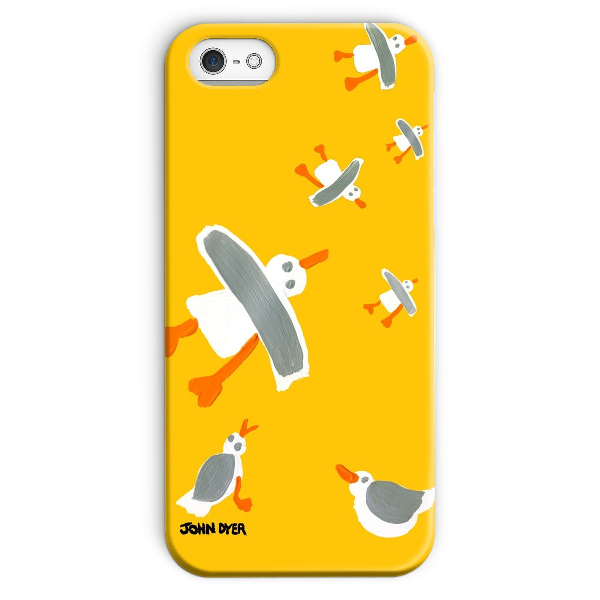 Snap Art Phone Case. Cornish Seagulls - Yellow Colour. Artist John Dyer. Cornwall Art Gallery