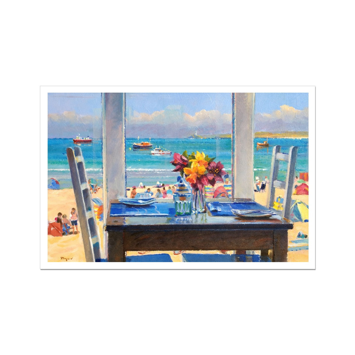 Ted Dyer Museum Quality Cornish Art Print. 'Table for Two, St Ives'. Cornwall Art Gallery
