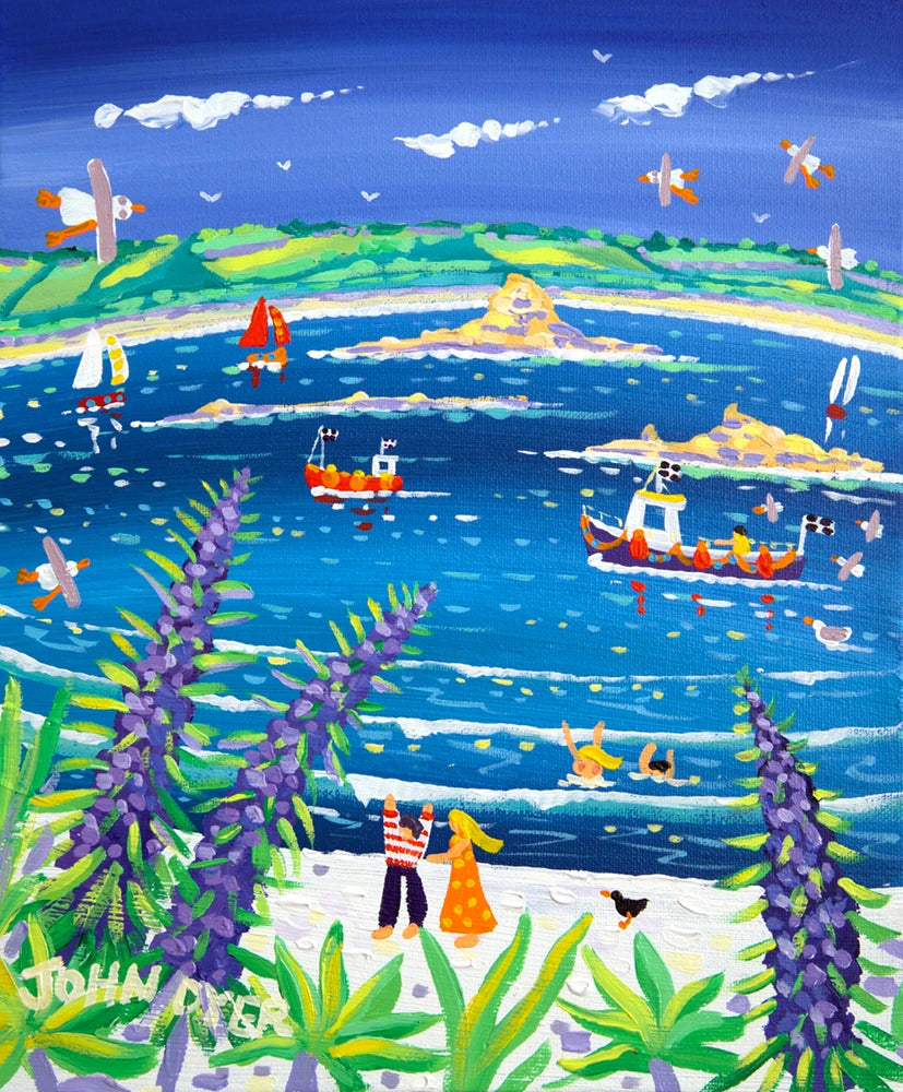 John Dyer Painting. Peeping through the Echiums, Tresco John Dyer