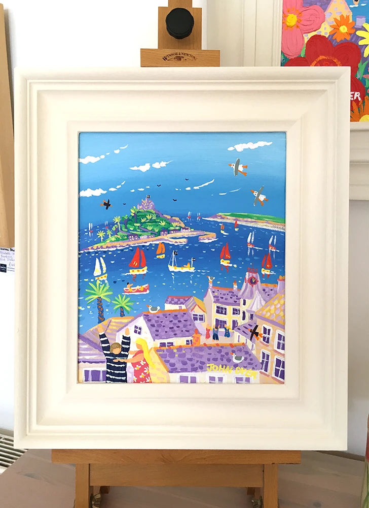 John Dyer Painting. Time for a Cuddle, Marazion, St Michael's Mount John Dyer