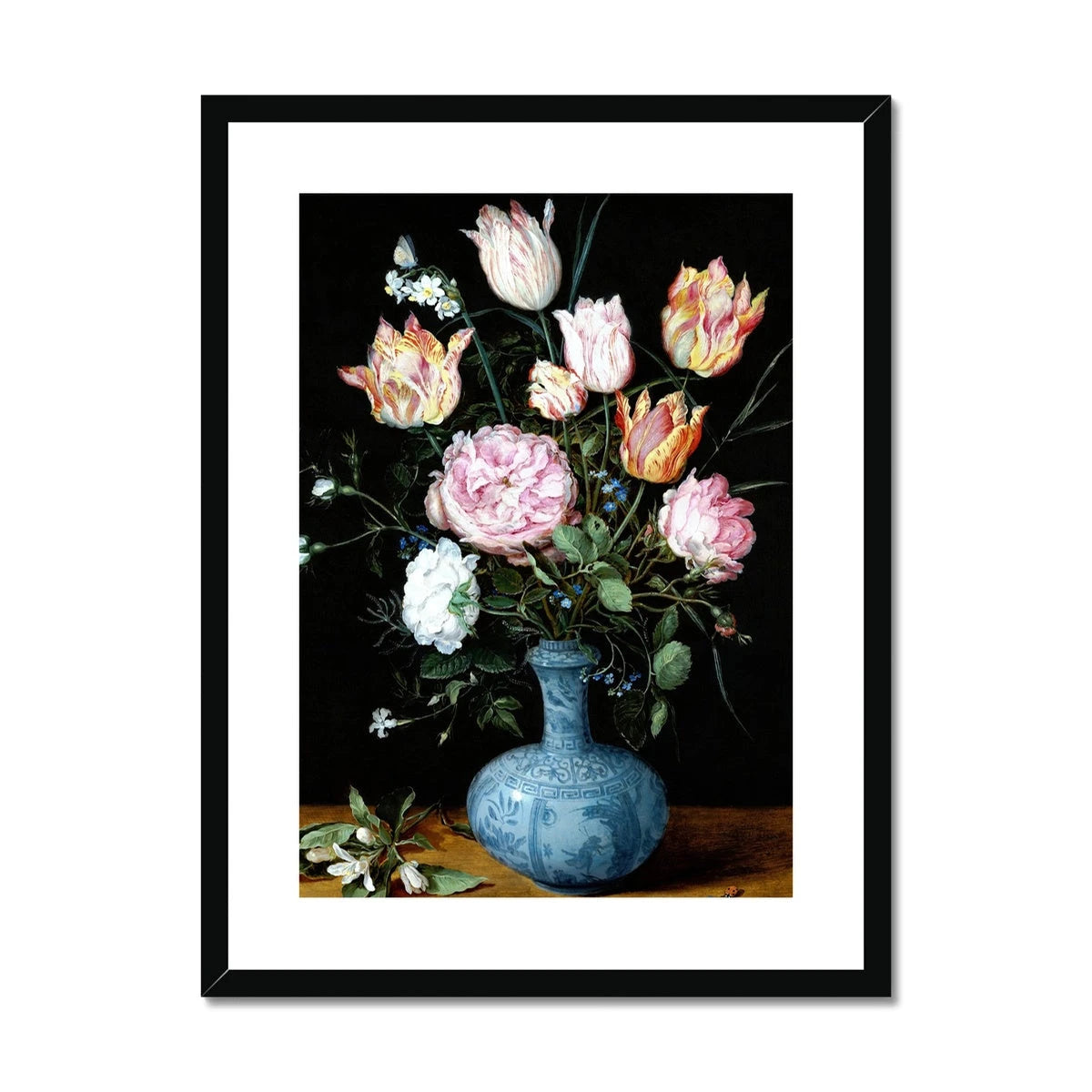 'Flowers in a Wan-Li Vase'. Garden Flowers. Still Life by Jan Breughel the Elder. Framed Open Edition Fine Art Print. Historic Art Jan Breughel the Elder