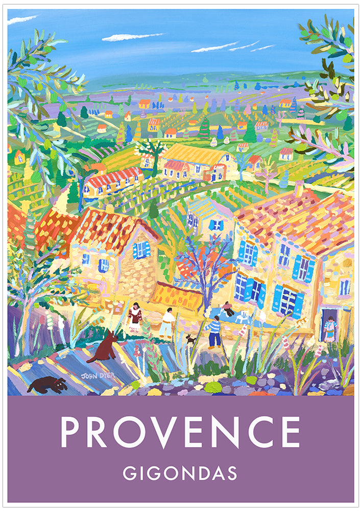 Gigondas, Provence, France. Vintage Style French Wall Art Travel Poster by John Dyer.