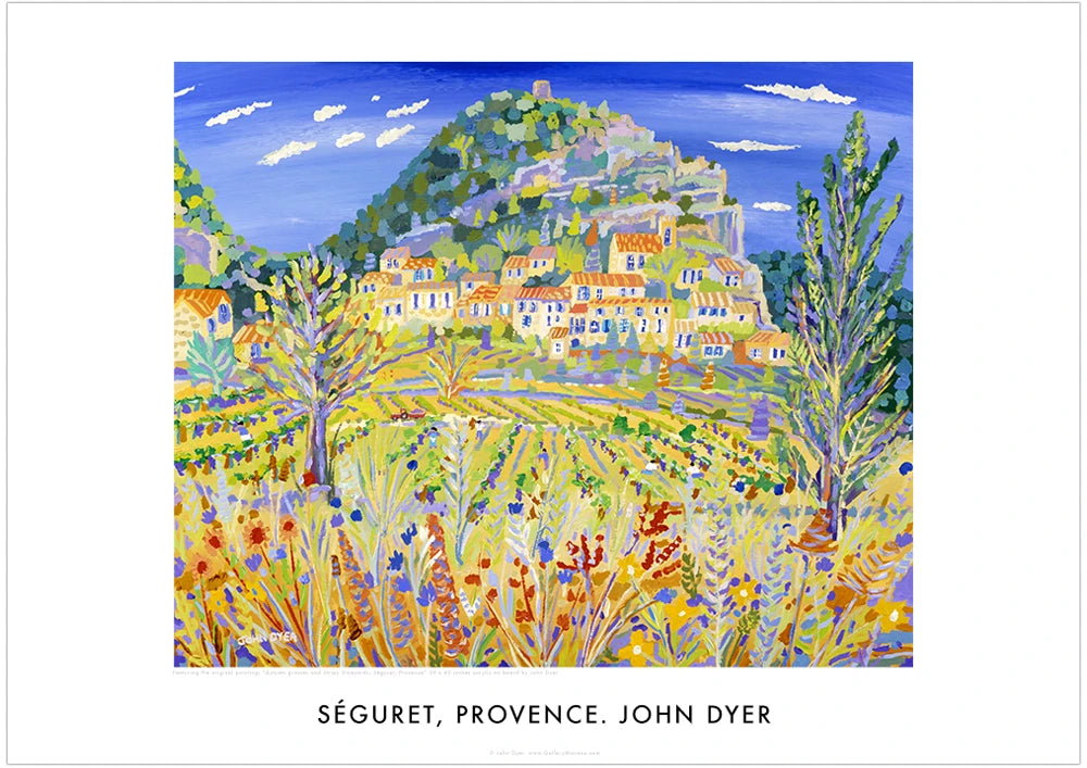 French Wall Art Poster Print. Séguret, Provence, France Landscape by John Dyer. French Art Gallery John Dyer