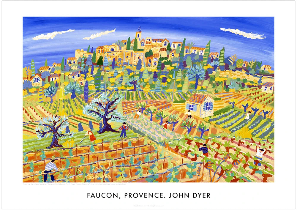 French Wall Art Poster Print of Faucon Village, Provence, by John Dyer. French Art Gallery John Dyer