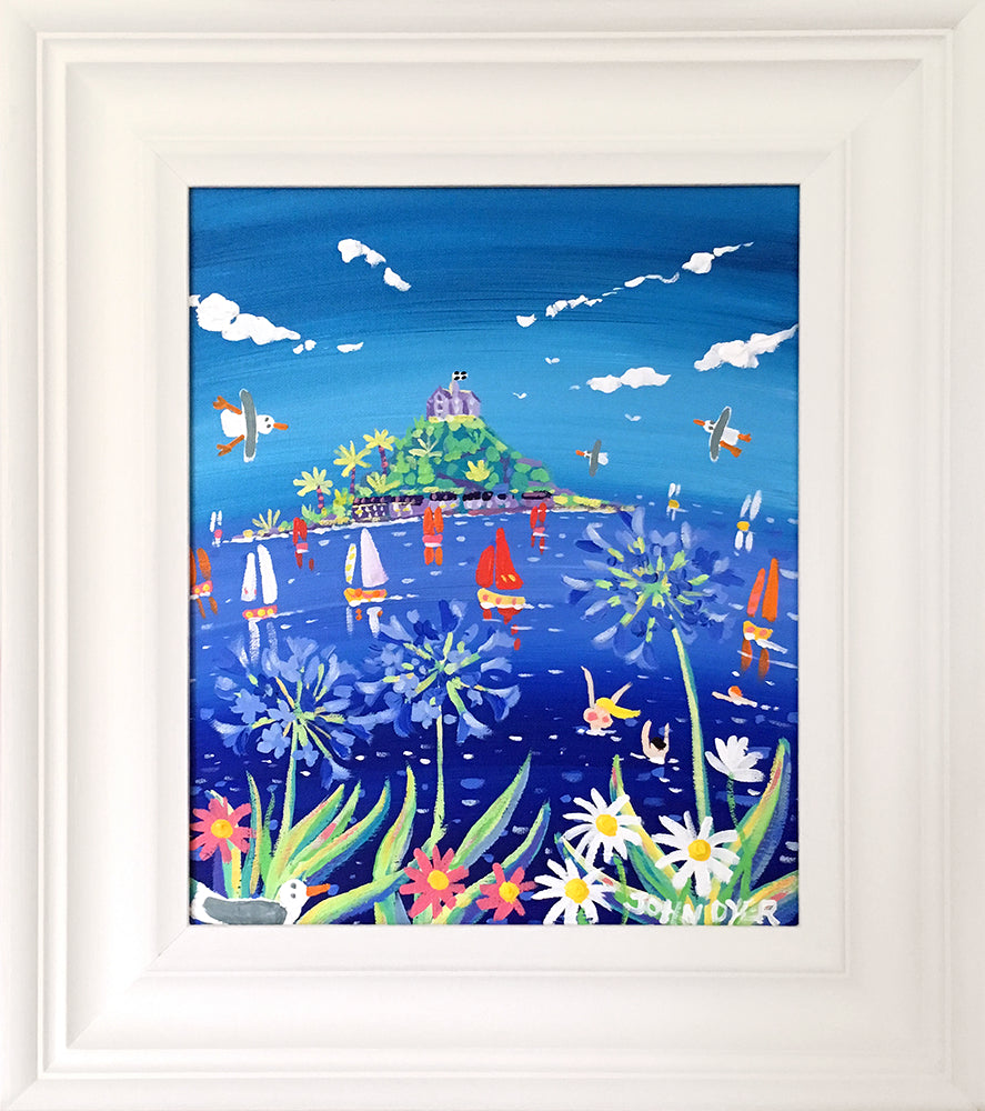 John Dyer Painting. Agapanthus Swim, Mounts Bay