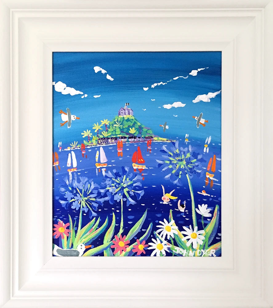 John Dyer Painting. Agapanthus Swim, Mounts Bay John Dyer