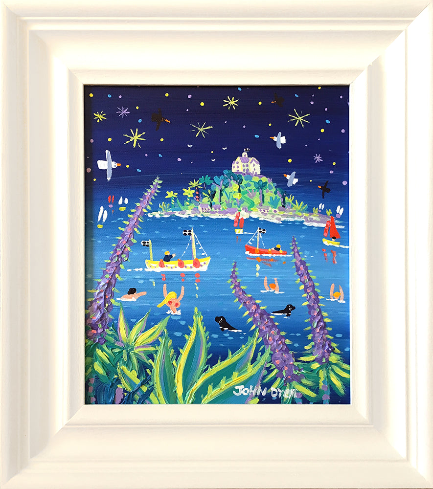 John Dyer Painting. Starlit Echiums, St Michael's Mount