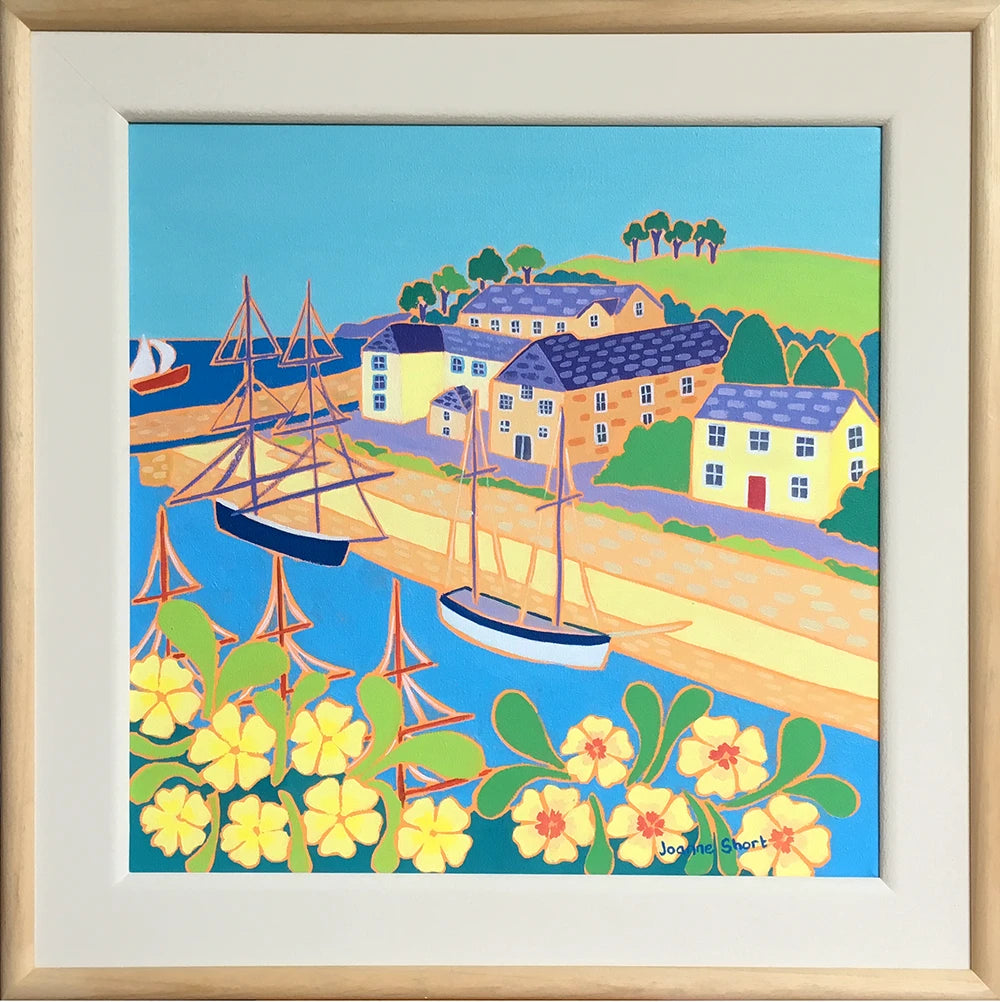 Original Painting by Joanne Short. Tall Ships and Primroses, Charlestown Joanne Short