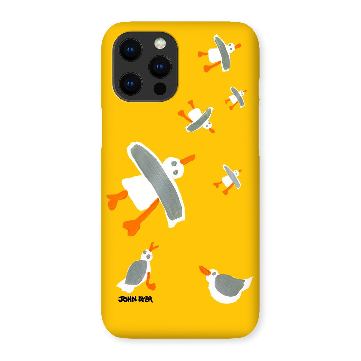 Snap Art Phone Case. Cornish Seagulls - Yellow Colour. Artist John Dyer. Cornwall Art Gallery