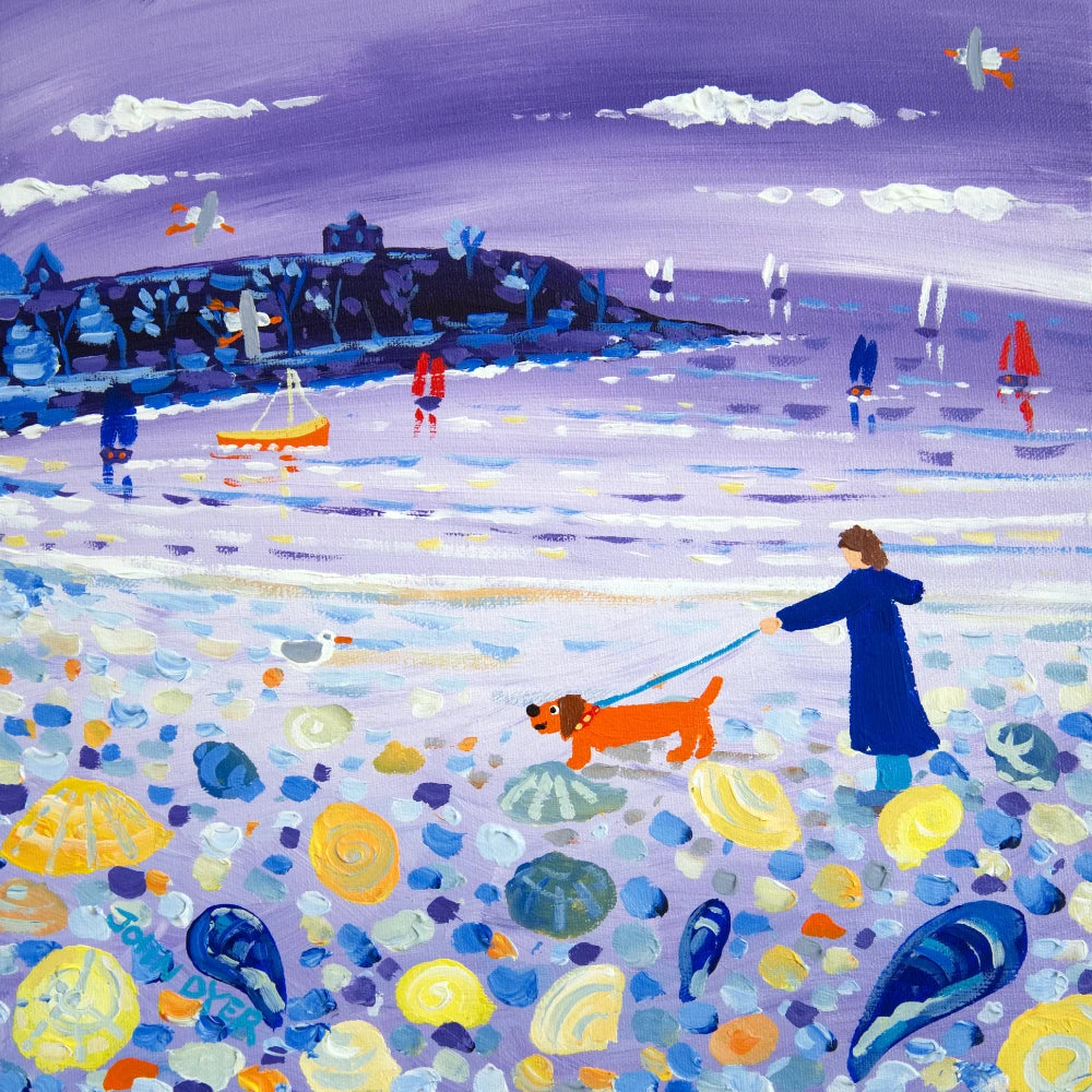 John Dyer Painting. Searching for Shells, Castle Beach, Falmouth John Dyer