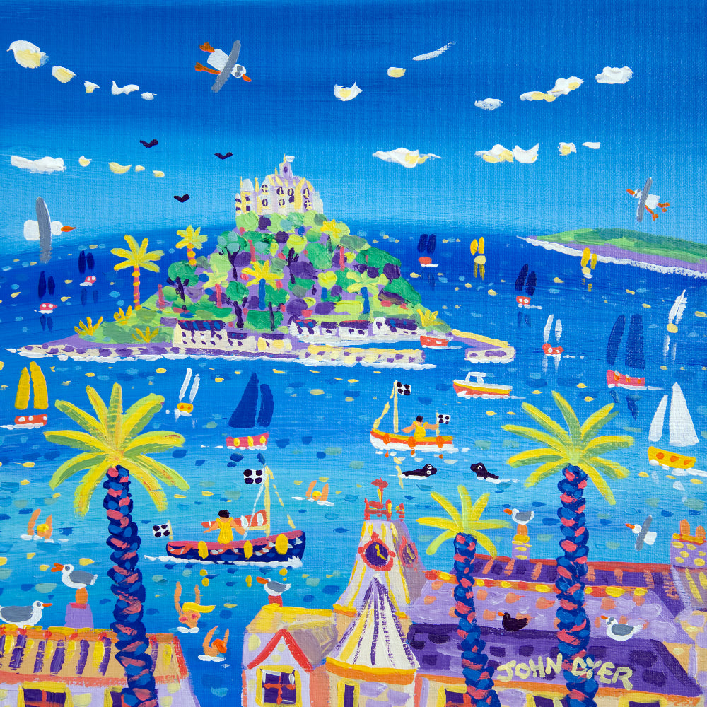 John Dyer Painting. Sails, Swimmers and Seals, Marazion John Dyer