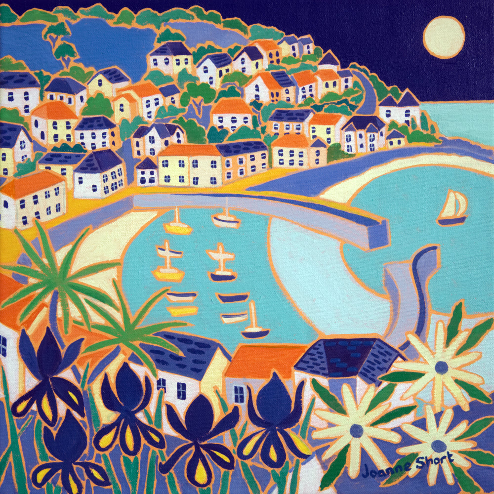 Original Painting by Joanne Short. Moonlit Mousehole Joanne Short