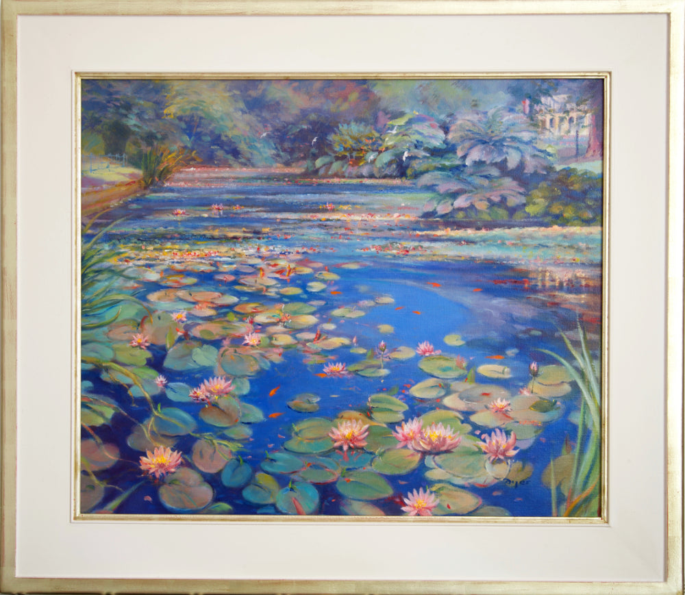 Ted Dyer Oil Painting. Blues and Pinks, Mid-Summer, Kimberley Park