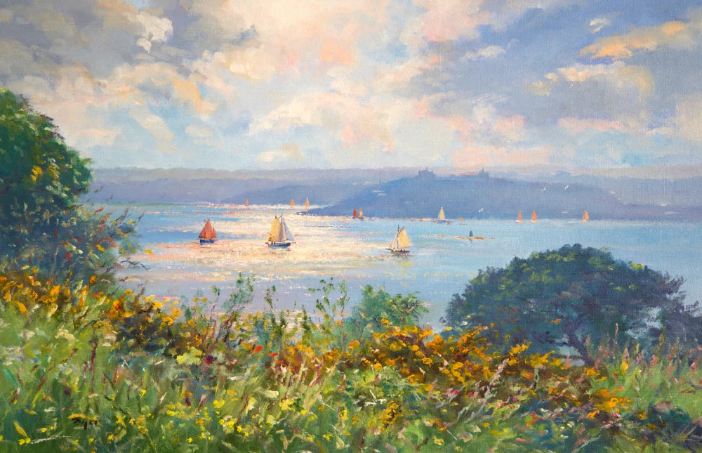 Ted Dyer Oil Painting. Burst of Light, Carrick Roads Ted Dyer