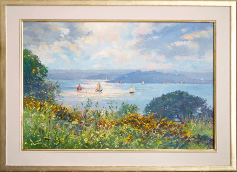 Ted Dyer Oil Painting. Burst of Light, Carrick Roads Ted Dyer