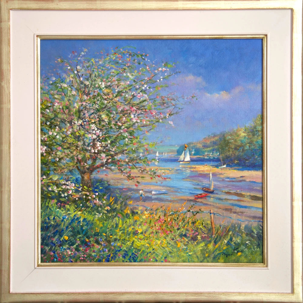 Ted Dyer Oil Painting. Bright Spring Day, Helford Ted Dyer