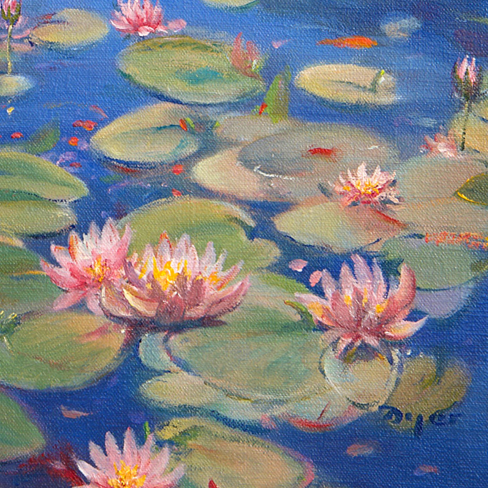 Ted Dyer Oil Painting. Blues and Pinks, Mid-Summer, Kimberley Park