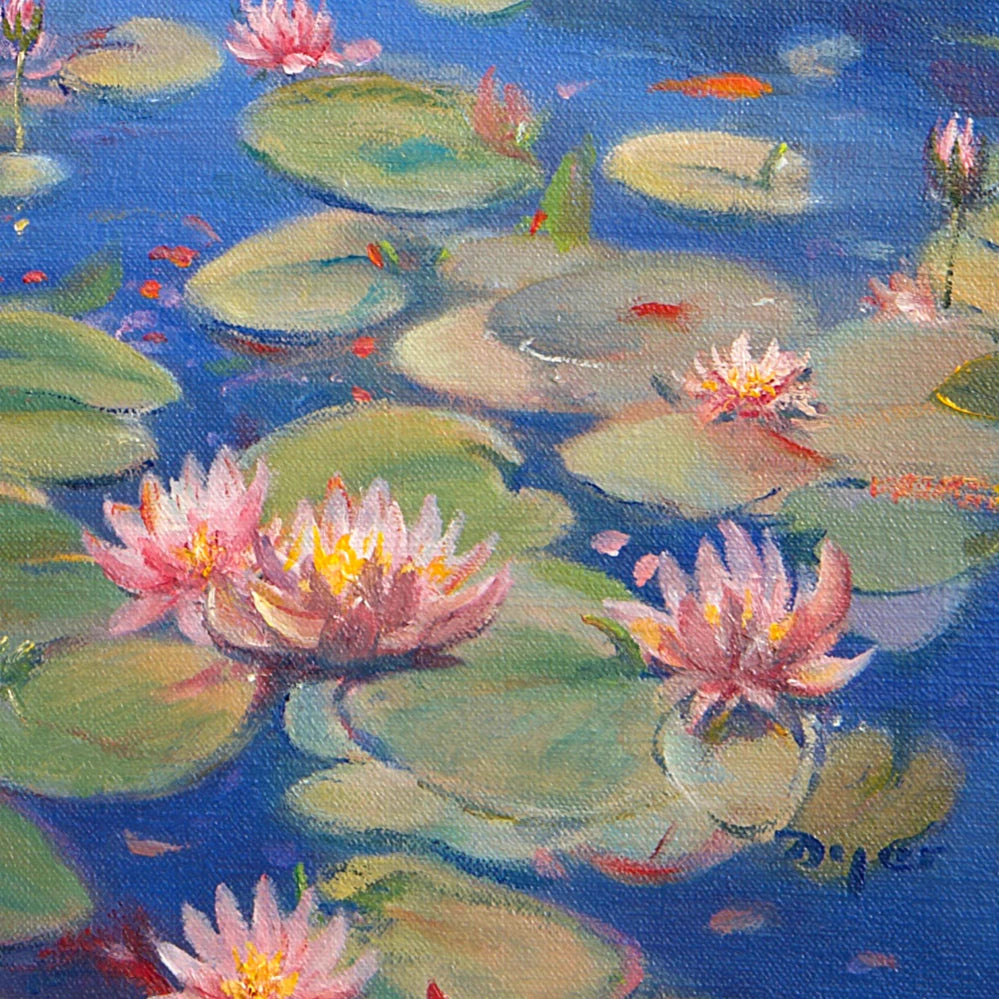 Ted Dyer Oil Painting. Blues and Pinks, Mid-Summer, Kimberley Park Ted Dyer