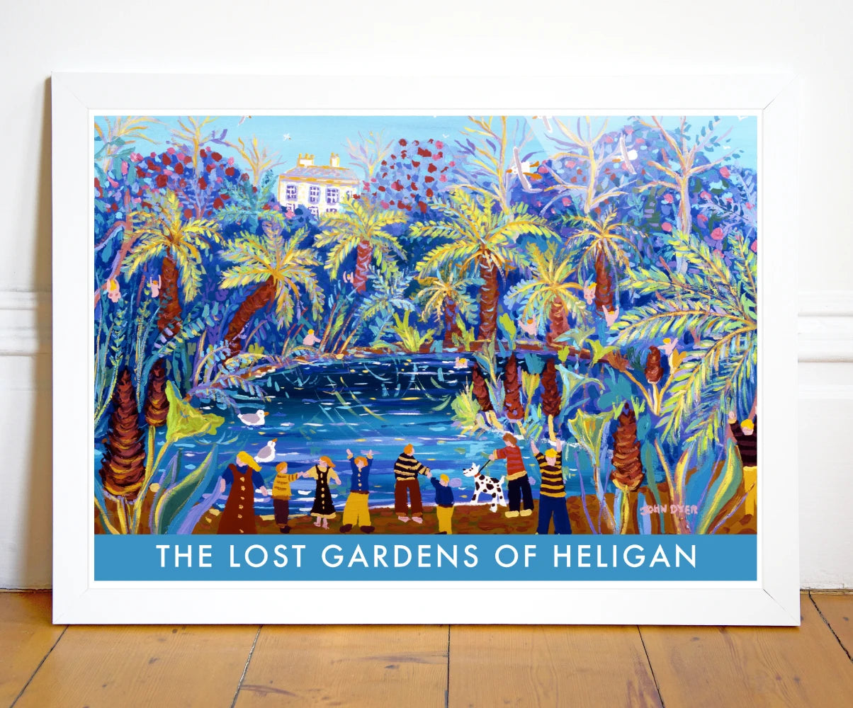 Vintage Style Travel Art Poster Print. The Lost Gardens of Heligan Jungle Garden Cornwall by Cornish Artist John Dyer