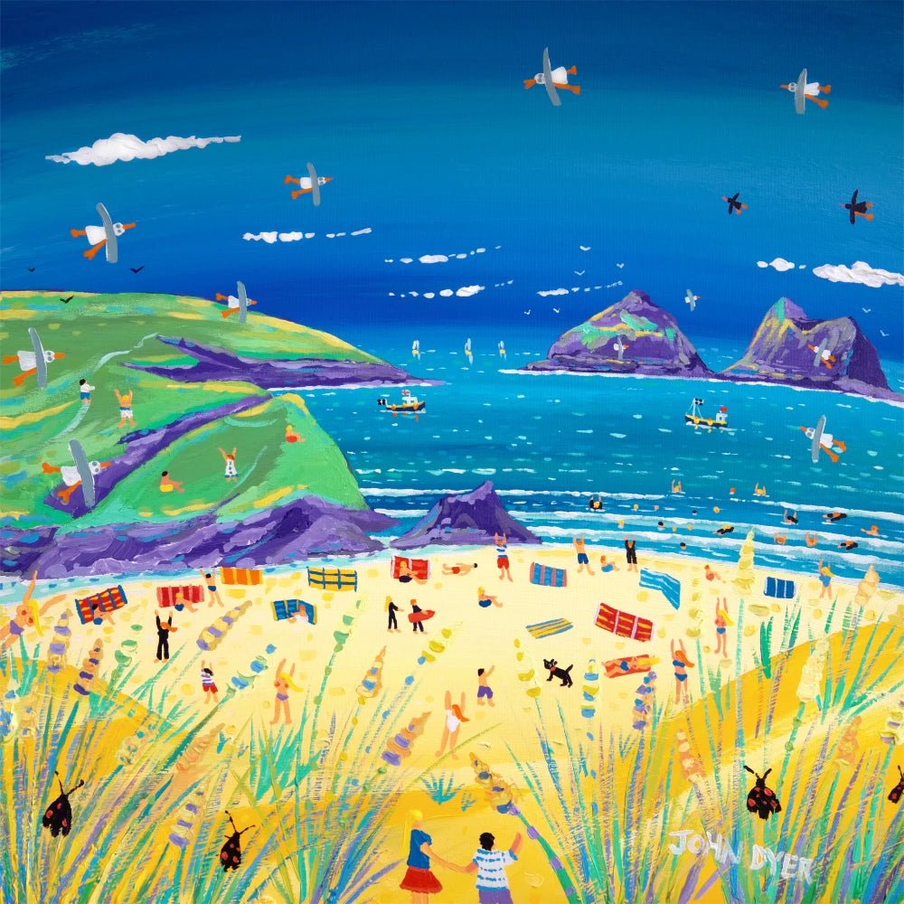 John Dyer Painting. Holywell Bay Heatwave John Dyer