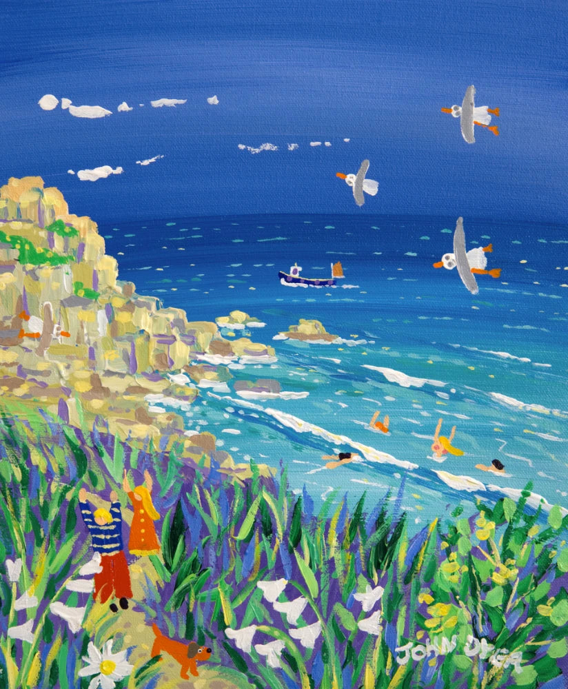John Dyer Painting. Walking to Porthcurno Beach, Cornwall John Dyer