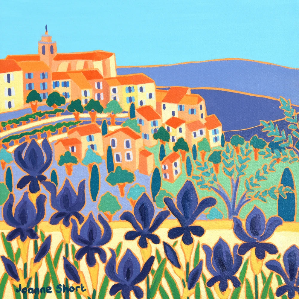 Limited Edition French Print by Artist Joanne Short. 'Purple Iris, Gordes, Provence'. Joanne Short