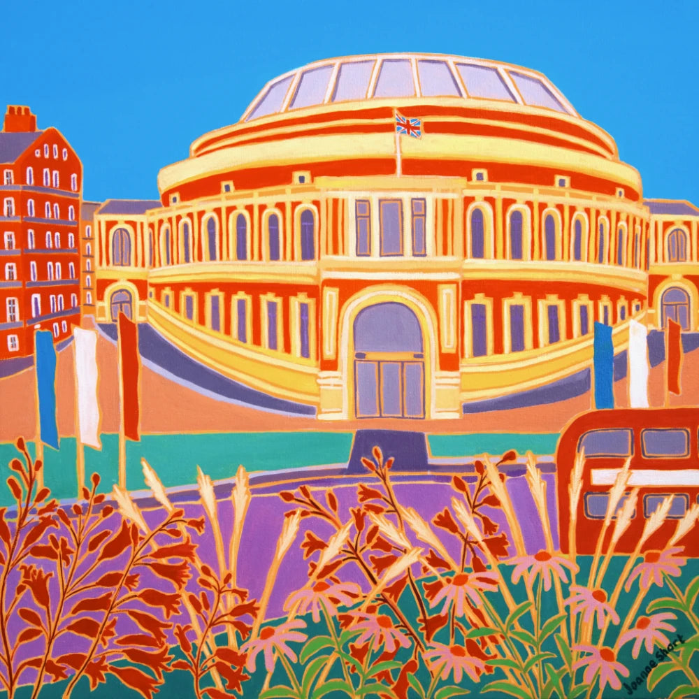 Original Painting by Joanne Short. Flowers and Flags, The Royal Albert Hall, London. 18 x 18 inches oil on canvas Joanne Short