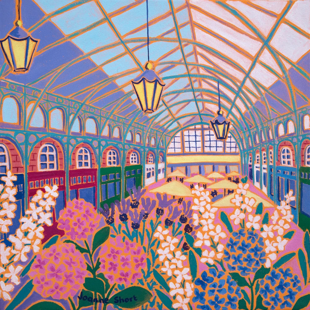 Original Painting by Joanne Short. Flower Market, Covent Garden, London. 12 x 12 inches oil on canvas Joanne Short
