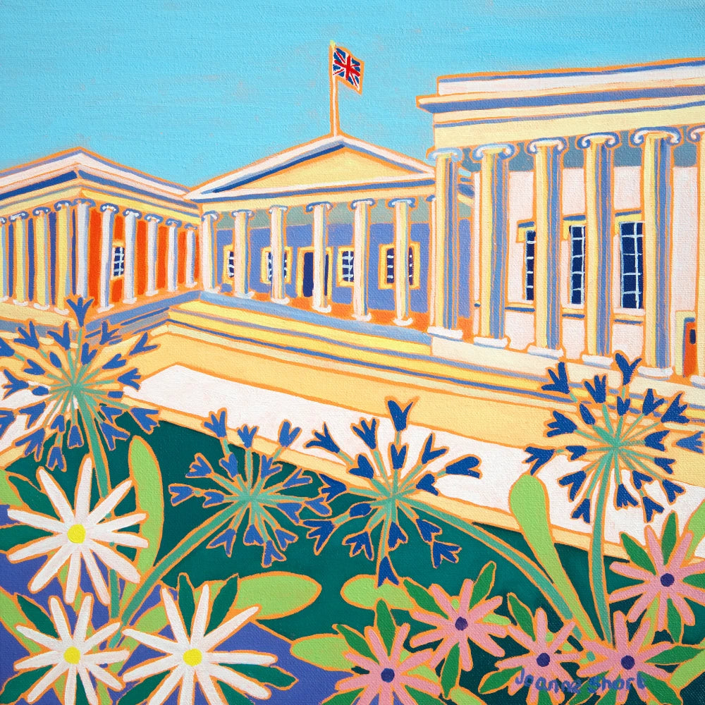 Original Painting by Joanne Short. Summer Flowers at The British Museum, London. 12 x 12 inches oil on canvas Joanne Short