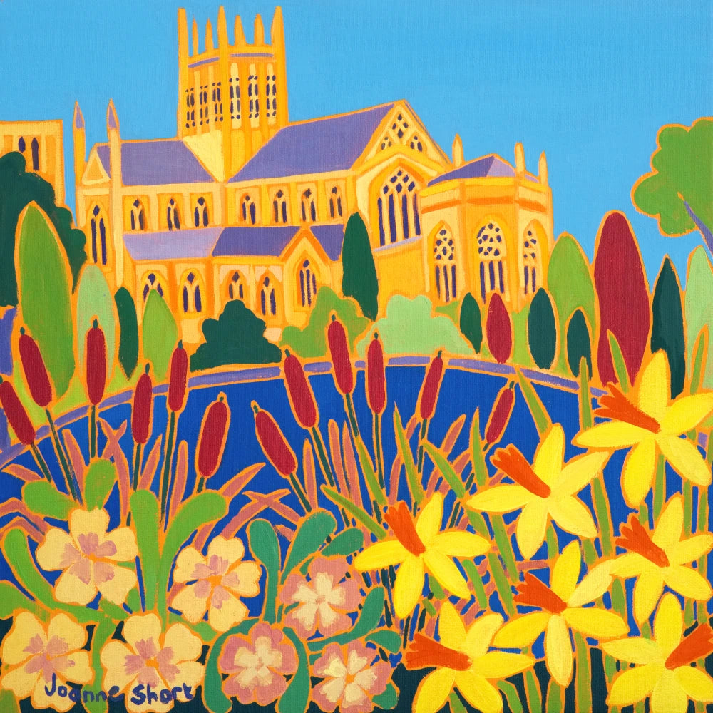 Painting by Joanne Short. Wells Cathedral from the Bishop’s Palace Gardens. Somerset Art Gallery. Joanne Short