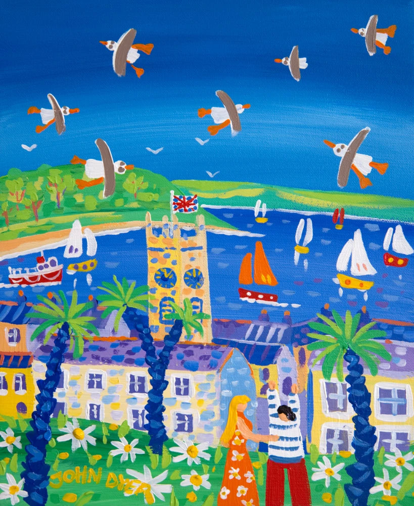 John Dyer Painting. Happy Days and Summer Sunshine, Falmouth John Dyer