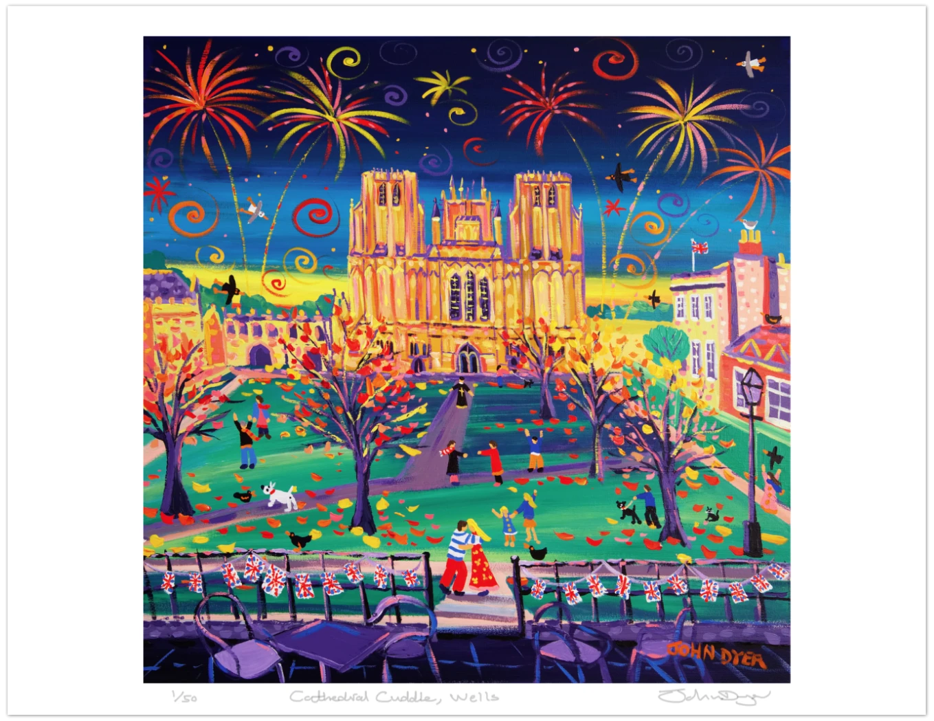 Limited Edition Garden Print by John Dyer. 'Cathedral Cuddle, Wells, Somerset' John Dyer