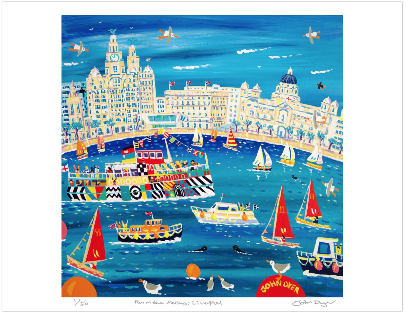 Limited Edition Print by John Dyer. 'Fun on the Mersey, Liverpool'. Gallery Liverpool Print John Dyer