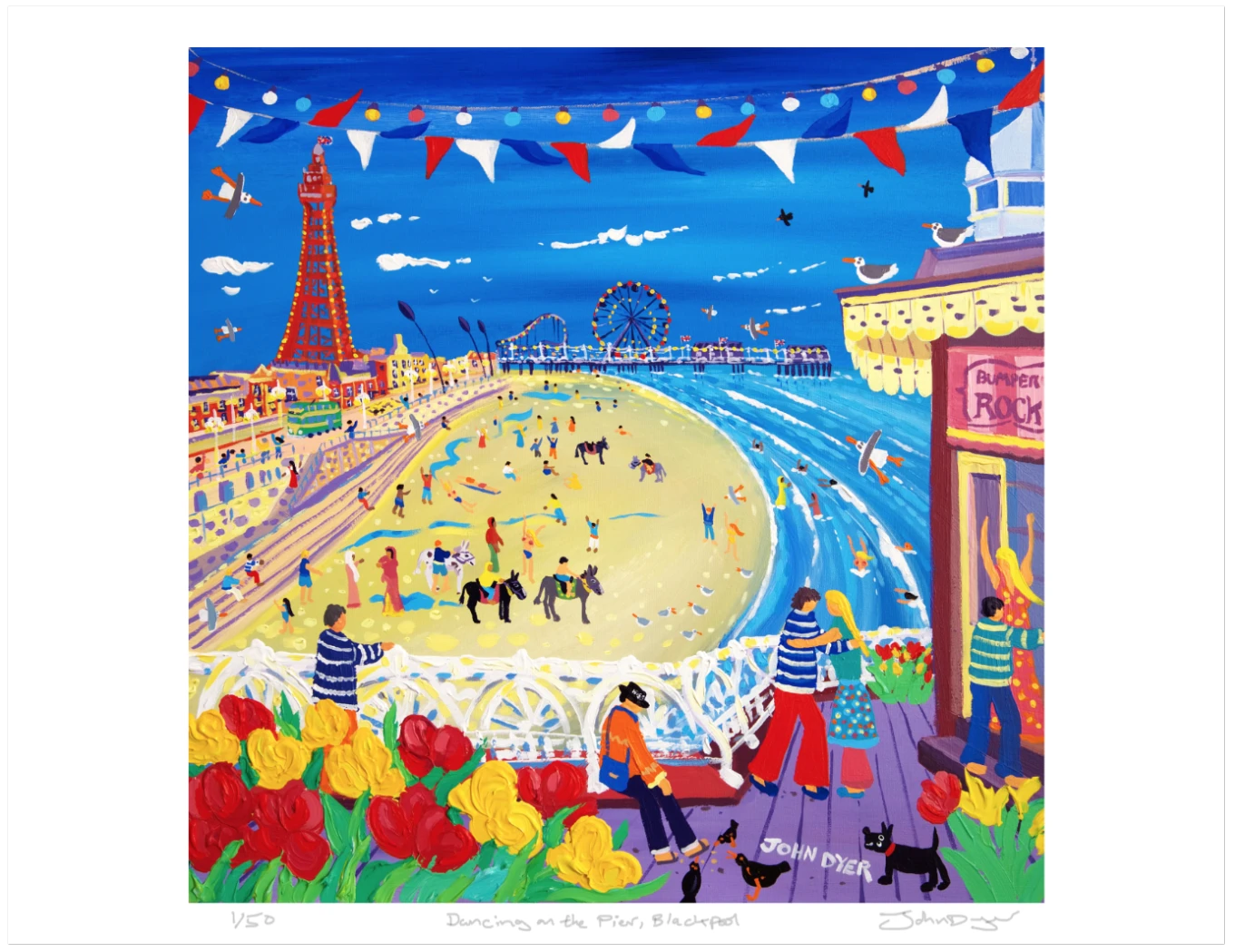 Limited Edition Print by John Dyer. 'Dancing on the Pier, Blackpool'. Gallery Print of Blackpool Pier John Dyer
