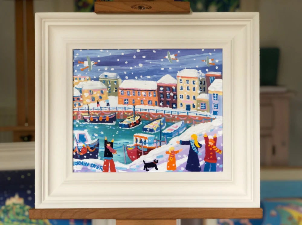 John Dyer Painting. Snow Flurries, Customs House Quay, Falmouth. John Dyer
