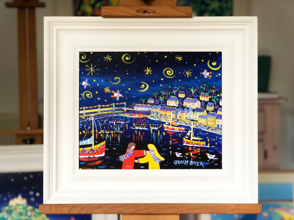 John Dyer Painting. Sparkling night, Mousehole John Dyer
