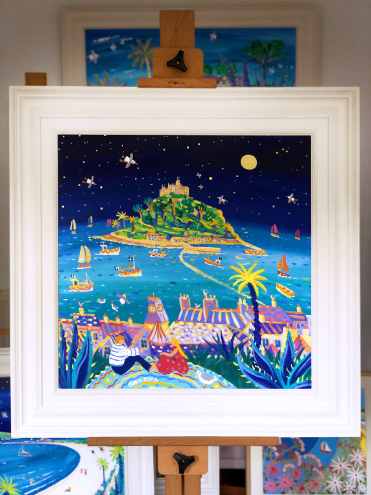 John Dyer Painting. Moonlit Mount, Marazion, Cornwall