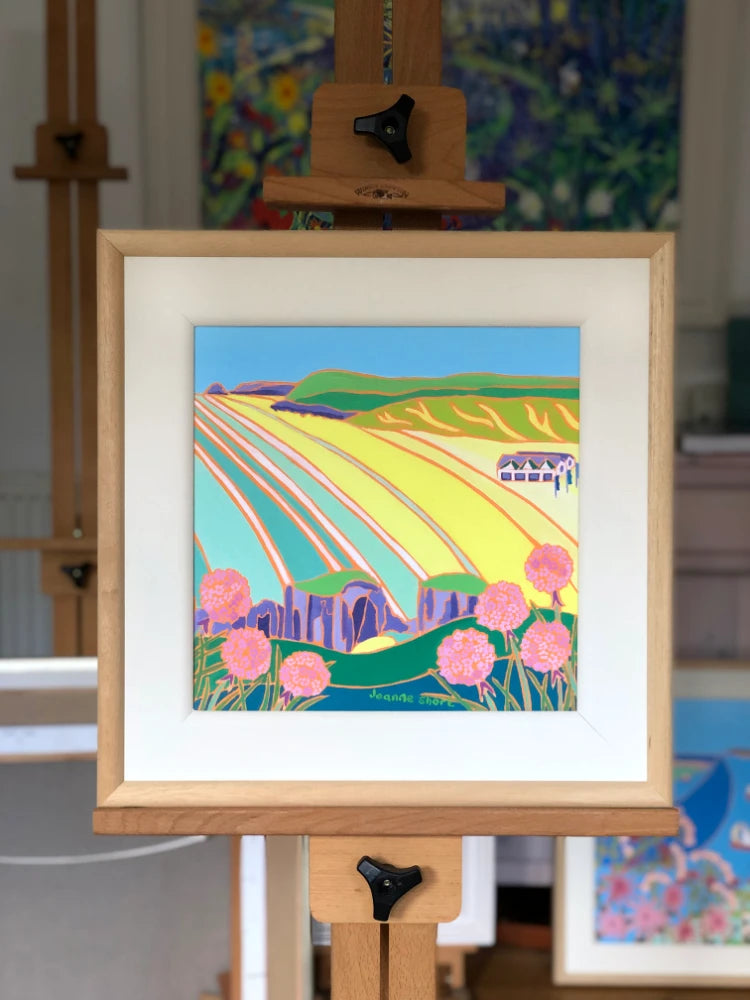 Original Painting by Joanne Short. Sea Pinks at Perranporth Beach Joanne Short