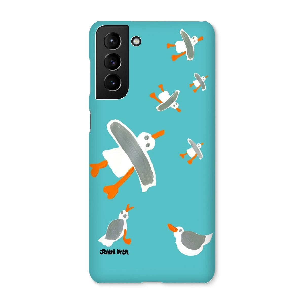 Snap Art Phone Case. Cornish Seagulls - Teal Colour. Artist John Dyer. Cornwall Art Gallery John Dyer