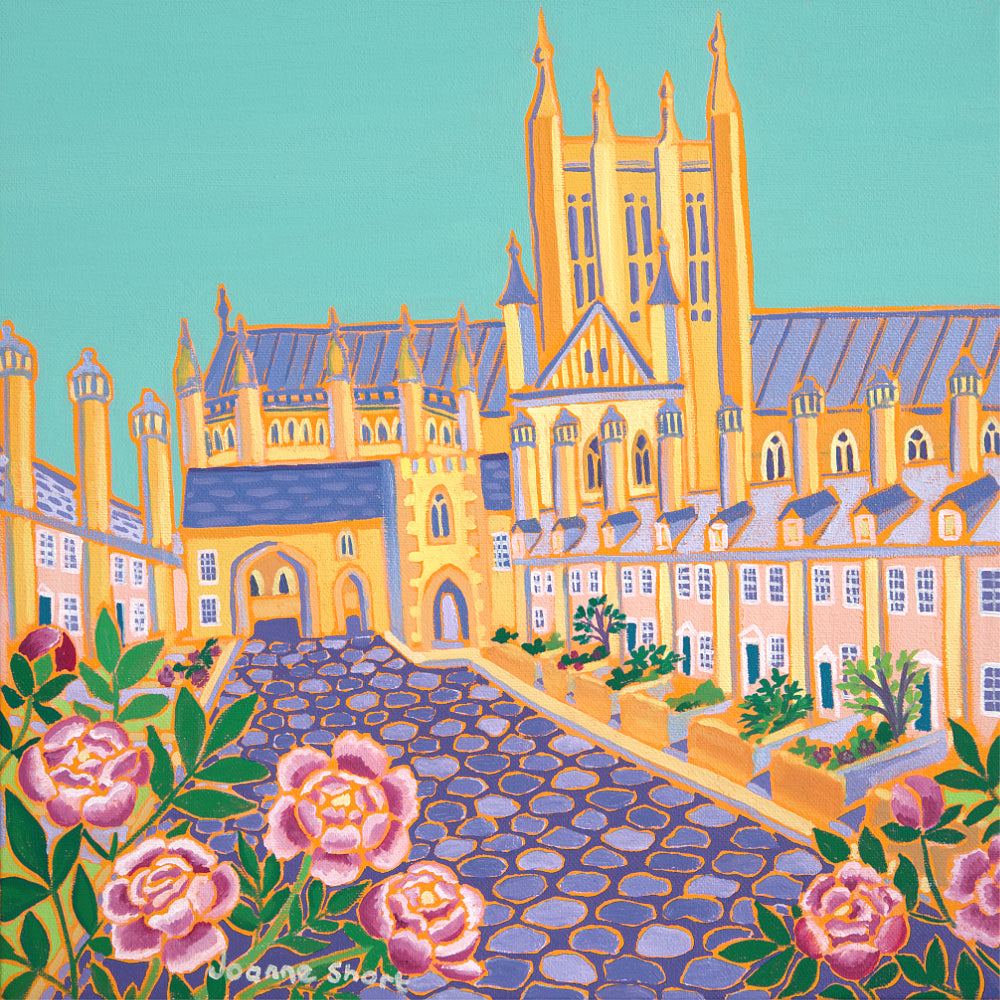 Joanne Short Painting. Summer Flowers, Vicars' Close, Wells