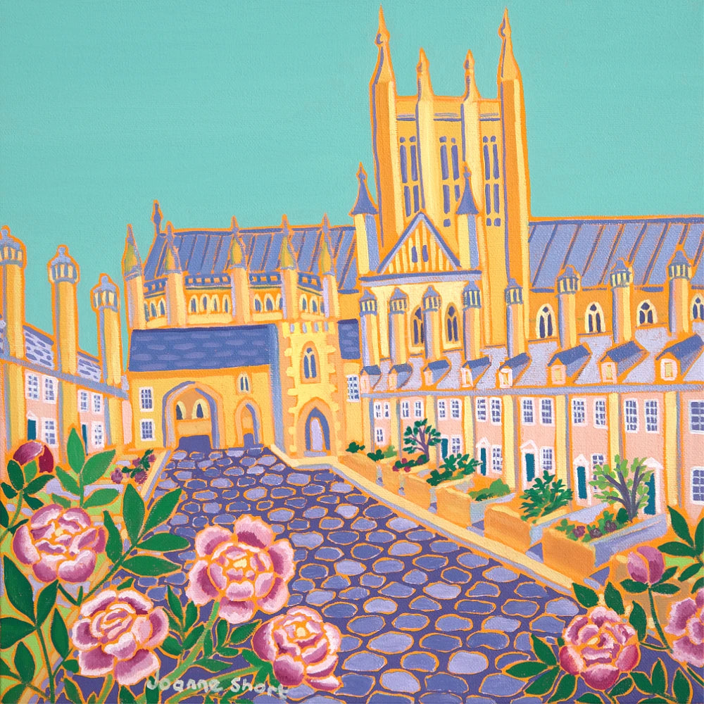 Joanne Short Painting. Summer Flowers, Vicars' Close, Wells. Somerset Art Gallery. Joanne Short