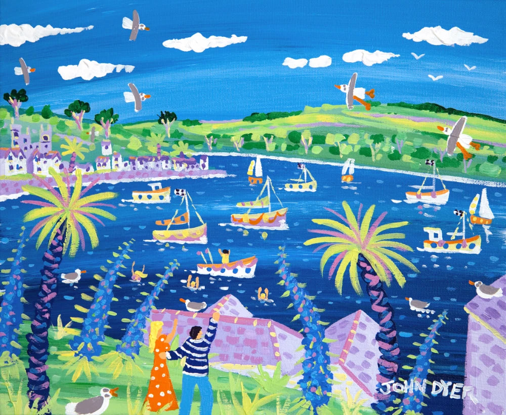 John Dyer Painting. Looking back to Fowey John Dyer