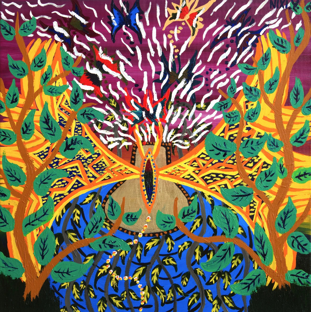 Nixiwaka Yawanawá Painting. Awavana, Amazon Rainforest Nixiwaka Yawanawá