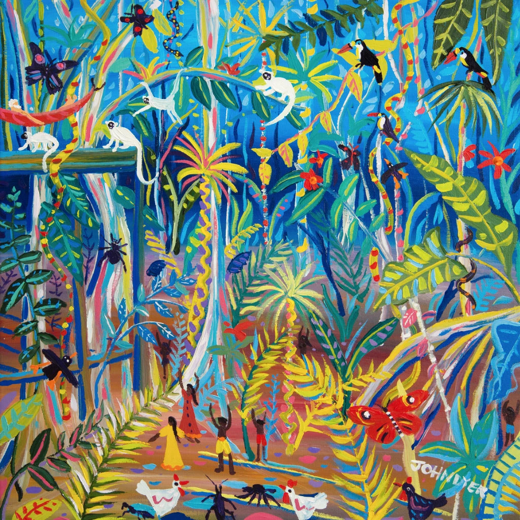 Limited Edition Print - Rainforest Print by Environmental Artist John Dyer. 'Yawanawá Amazon Rainforest Tree House'. Animal Art Prints John Dyer