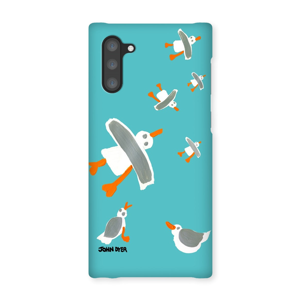 Snap Art Phone Case. Cornish Seagulls - Teal Colour. Artist John Dyer. Cornwall Art Gallery