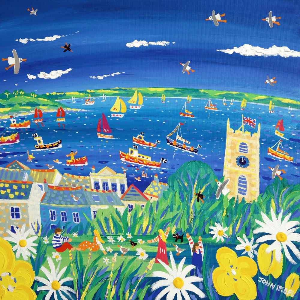 John Dyer Painting. Relaxing in the Sun, Falmouth. John Dyer