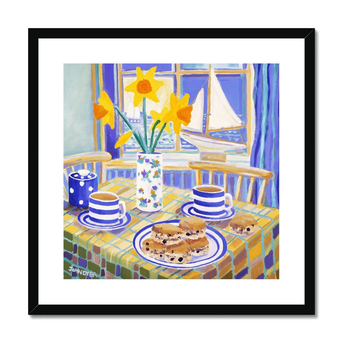 John Dyer Framed Open Edition Still Life Cornish Art Print. 'Tea for Two'. Cornwall Art Gallery John Dyer