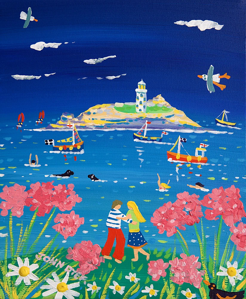 John Dyer Painting. Love Story, Godrevy Lighthouse John Dyer