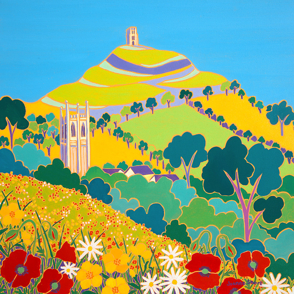 Joanne Short Painting. Somerset Meadow, Glastonbury Tor. Joanne Short