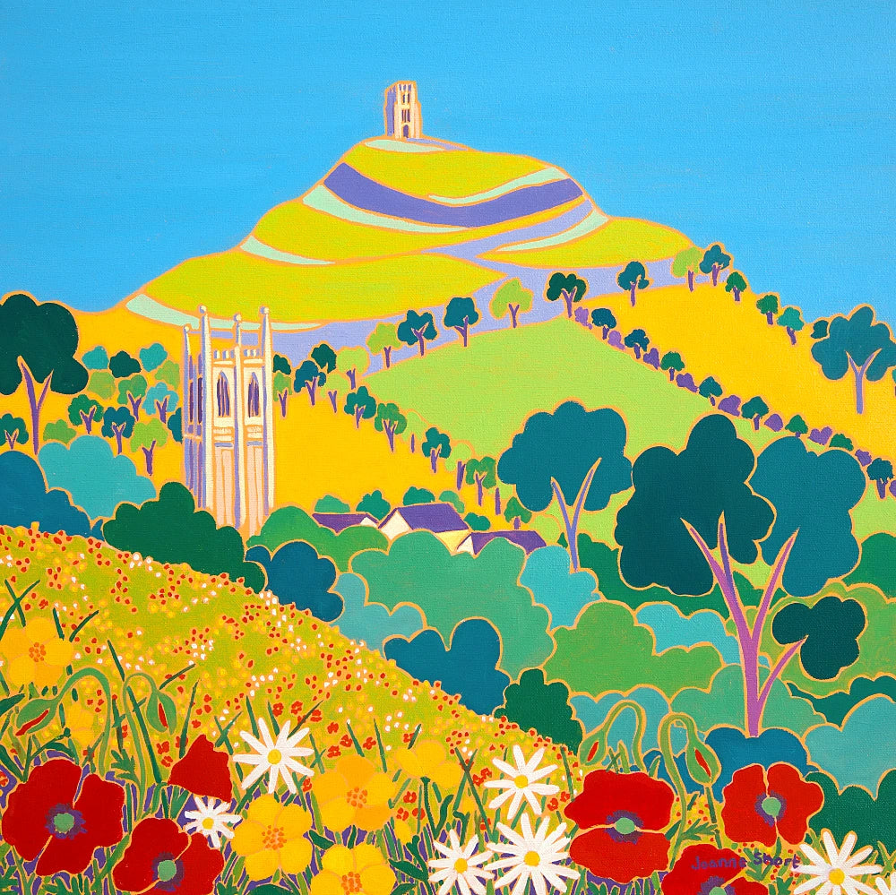 Joanne Short Painting. Somerset Meadow, Glastonbury Tor. Joanne Short